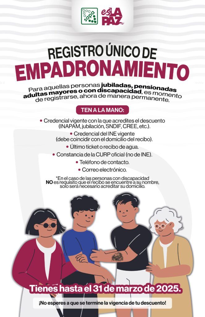 Personas con discapacidad, pensionadas, jubiladas y adultos mayores tienen hasta el 31 de marzo para el trámite presencial.