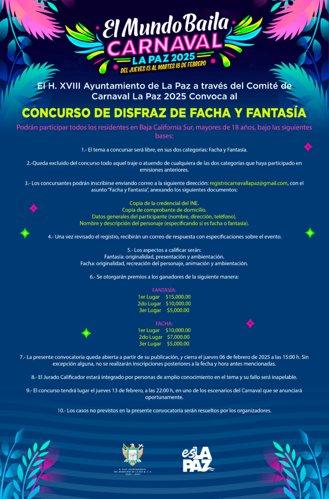 El Ayuntamiento invita a inscribirse gratis en el concurso de disfraces con premios de hasta 15 mil pesos.