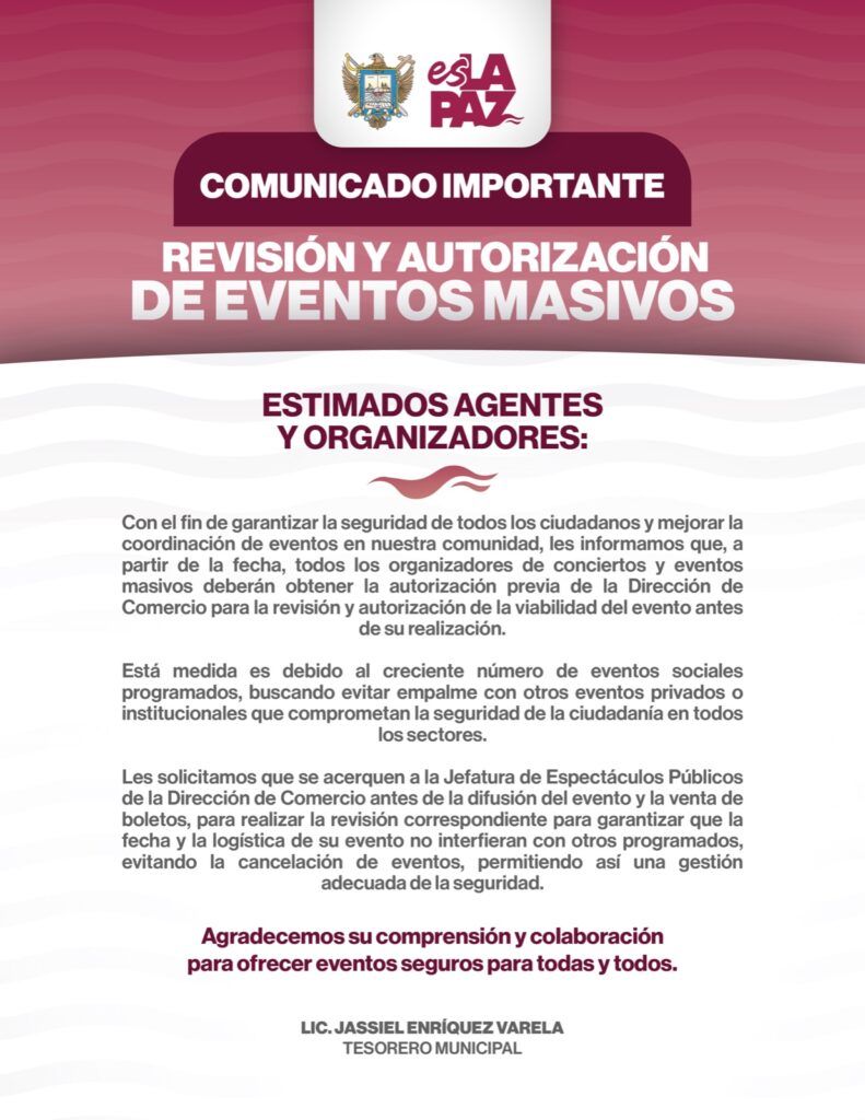 La regulación busca coordinar actividades y garantizar la seguridad de los asistentes a eventos en todo el municipio.
