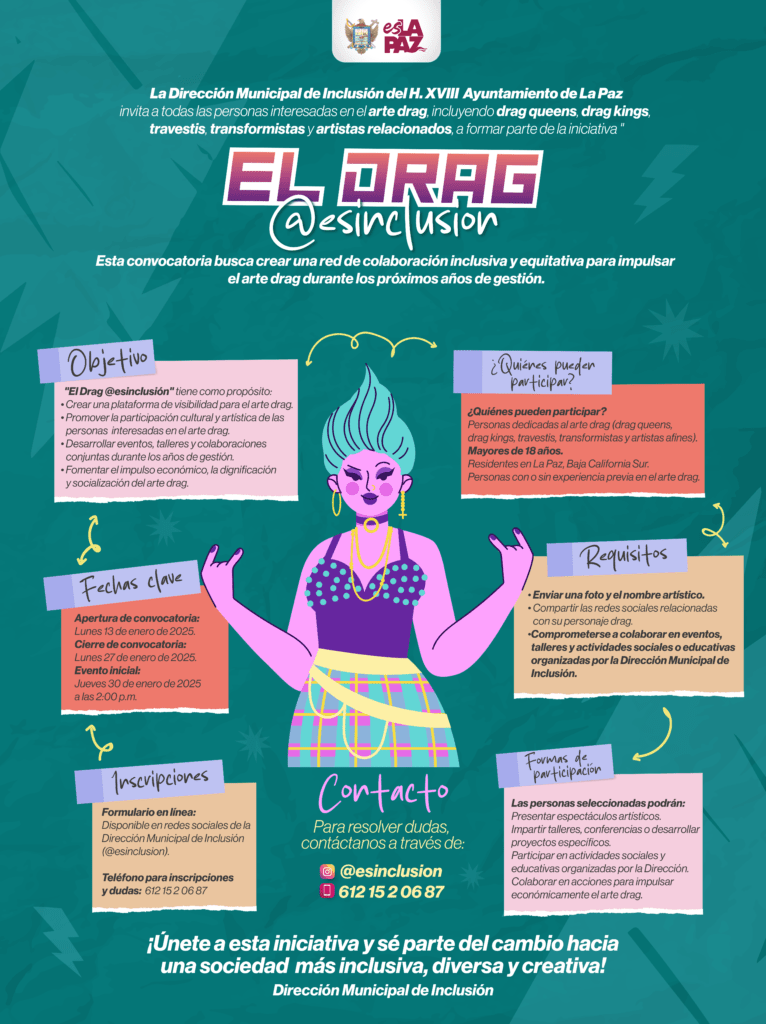 El Ayuntamiento invita a drag queens, drag kings, travestis y transformistas a unirse al movimiento artístico y social de inclusión.
