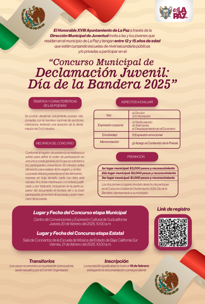 Primer y segundo lugar representarán a La Paz en el Concurso Estatal de Declamación 2025