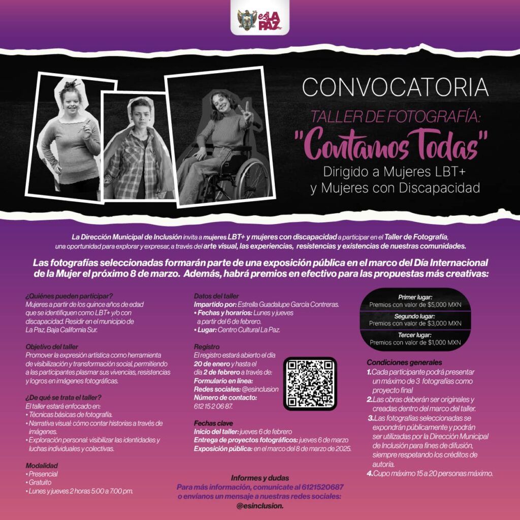 El taller de fotografía iniciará el 6 de febrero y concluirá con una exposición colectiva el 8 de marzo.