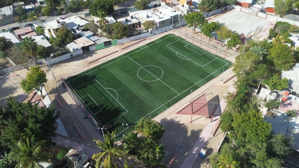 El espacio contará con cancha de fútbol, juegos infantiles y área de calistenia para beneficio de las familias de las colonias Guadalupe Victoria, Loma Linda y Lienzo Charro.