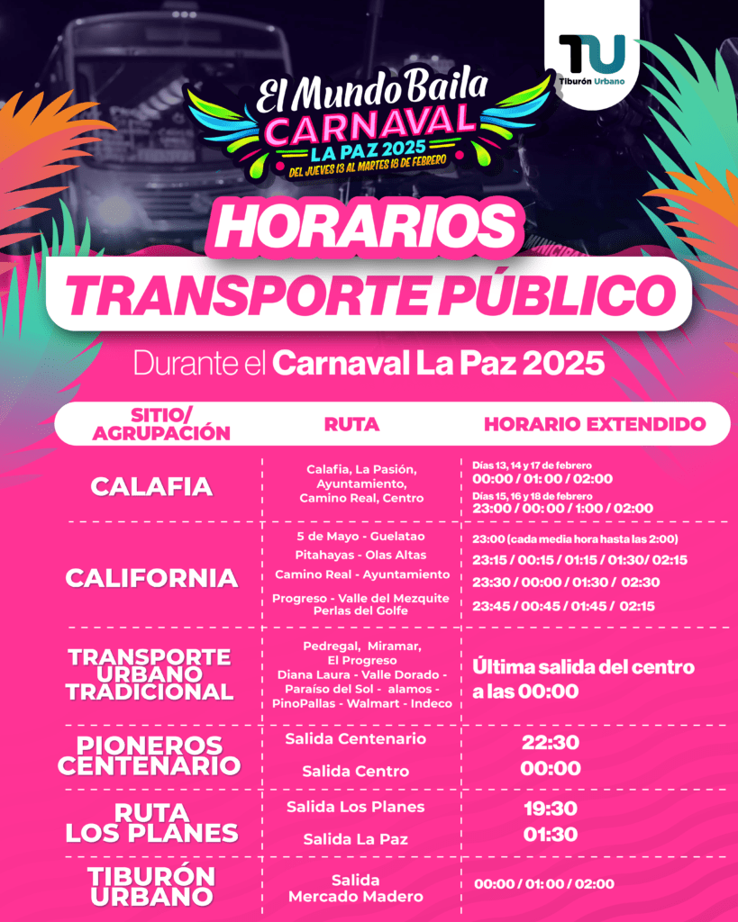 Rutas del Tiburón Urbano, Calafia y sitios de taxis ampliarán su servicio nocturno.