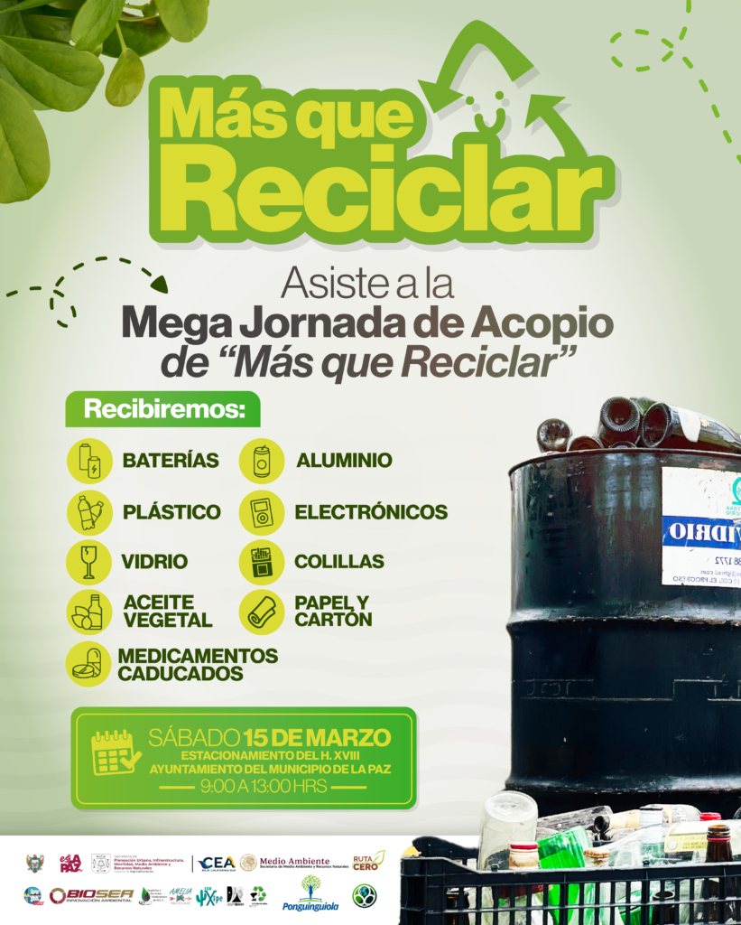 La jornada se llevará a cabo el sábado 15 de marzo en la explanada del Palacio Municipal; se recibirán materiales reciclables y se realizarán actividades educativas