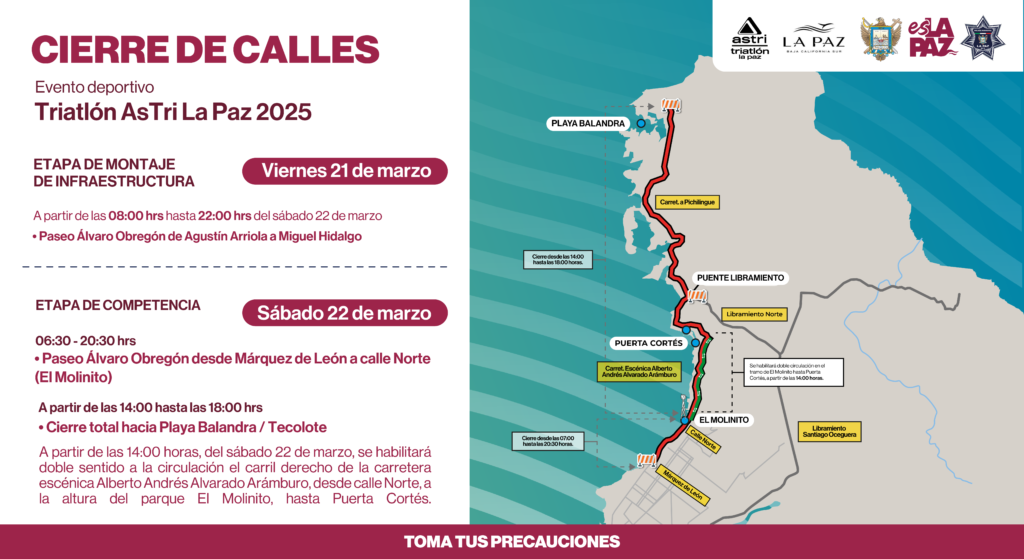Desde el viernes 21 hasta el sábado 22 de marzo, habrá restricciones viales en Paseo Álvaro Obregón y la Carretera Escénica