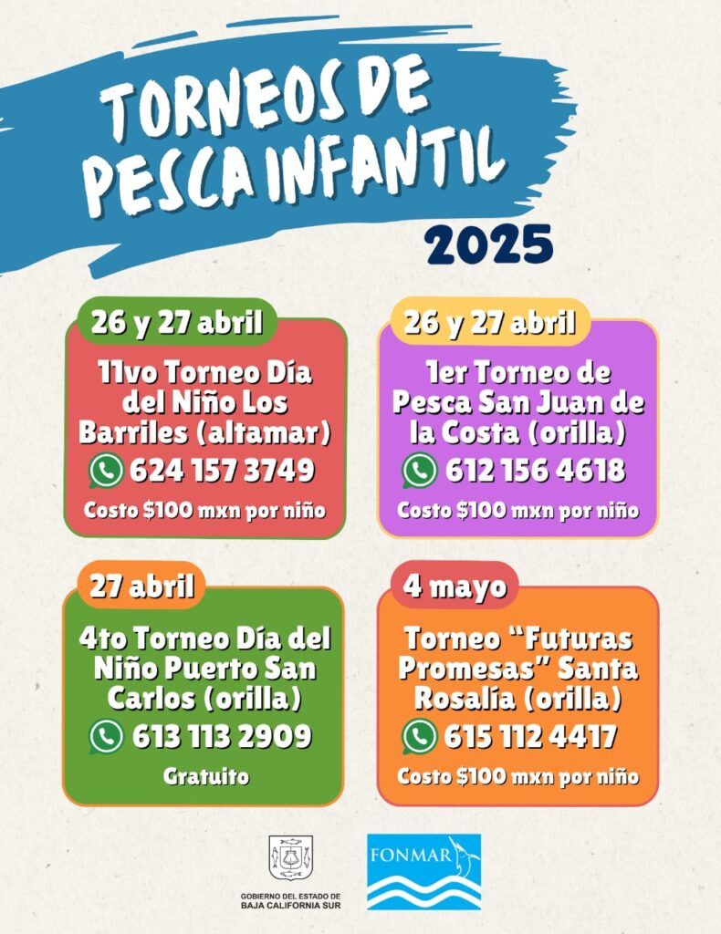Los torneos de pesca infantil fomentan la recreación sana y el cuidado de los recursos marinos en Baja California Sur.