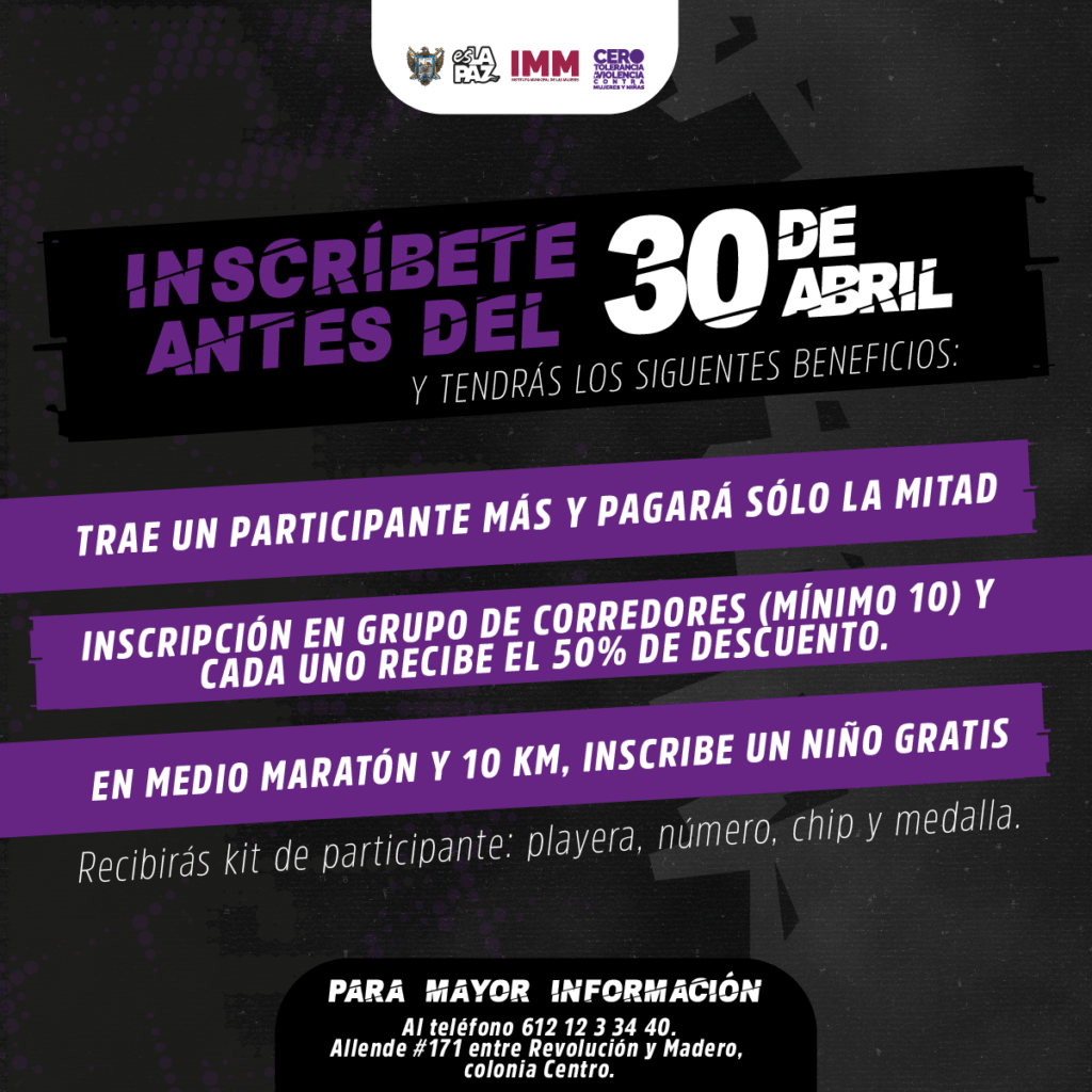 Con inscripción anticipada hasta el 30 de abril, corredoras y corredores recibirán beneficios especiales; la cita es el 17 de mayo en el Parque Revolución.