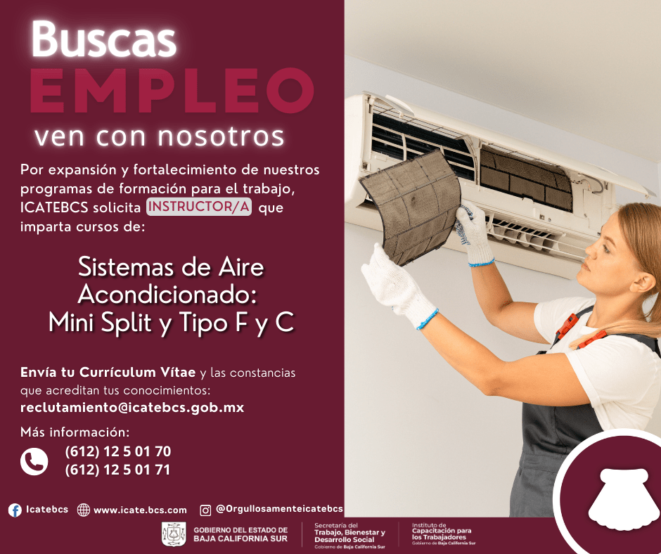 El instituto convoca a especialistas en Mini Split y sistemas tipo F y C para capacitar a nuevos técnicos y fortalecer el autoempleo en la región.