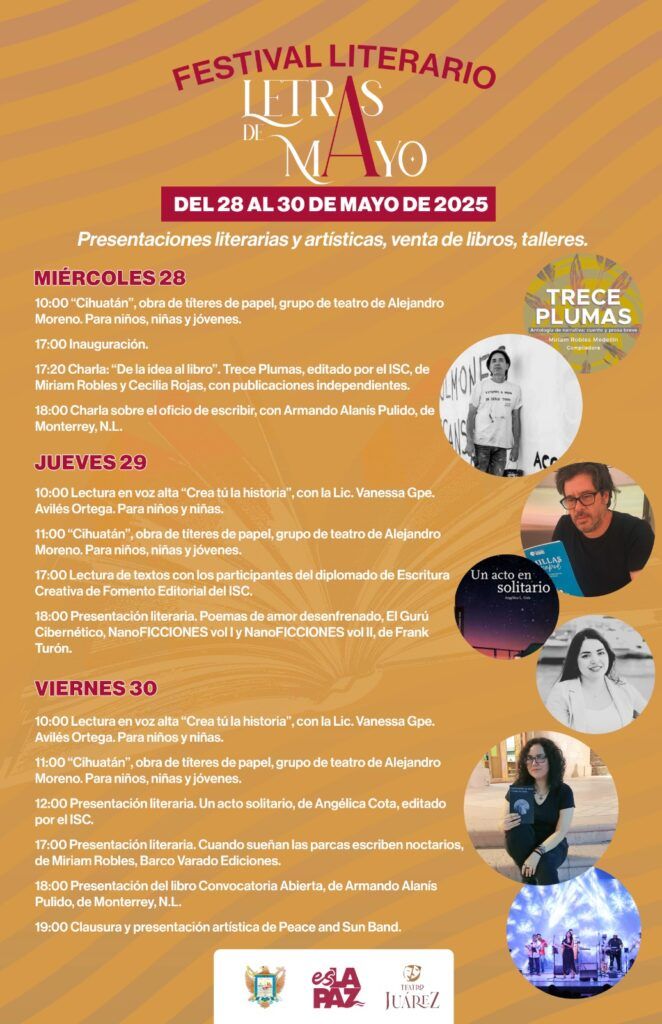 El festival literario “Letras de Mayo” reunirá voces sudcalifornianas en un programa que celebra la palabra viva desde el emblemático Teatro Juárez.