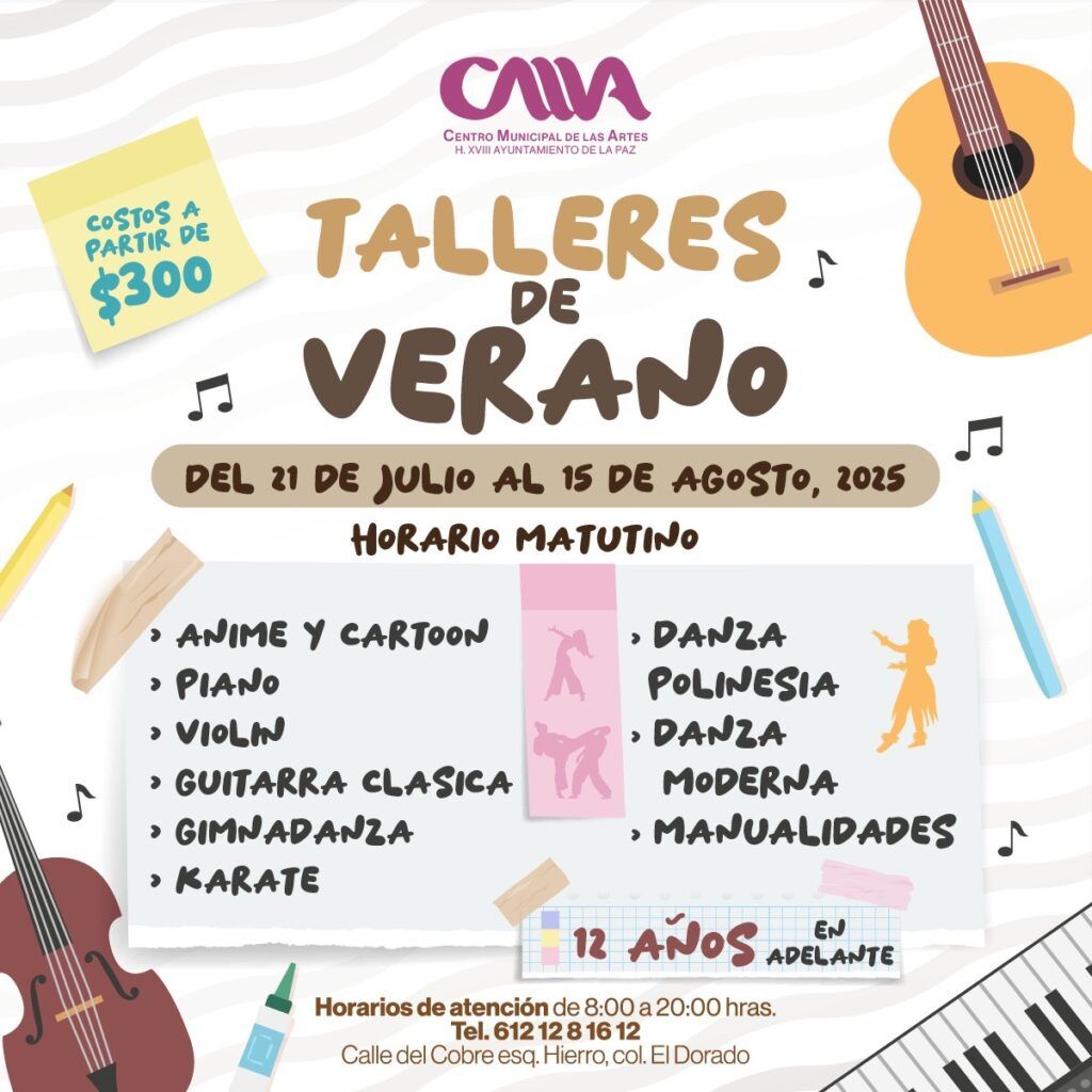 Del 21 de julio, niñas, niños y jóvenes podrán aprender canto, danza, manualidades, instrumentos y más en el Centro Municipal de las Artes