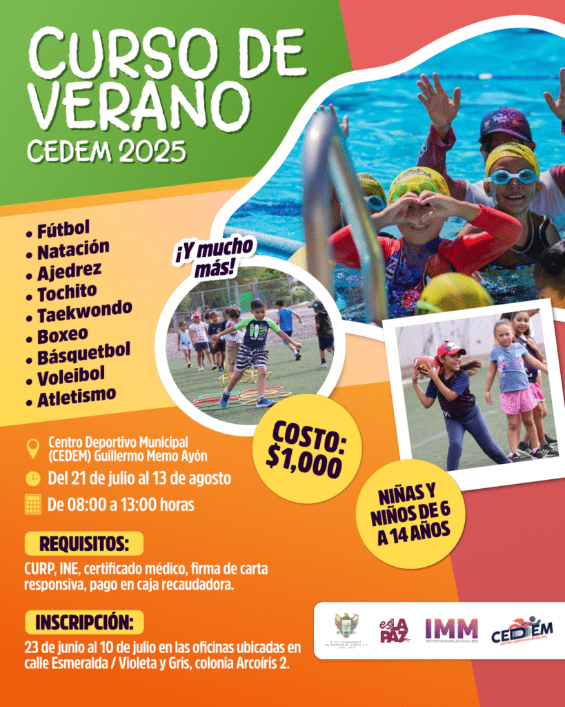 La Dirección del Deporte invita a inscribirse a sus cursos de verano para niñas y niños a partir de 6 años, con actividades como natación, fútbol, taekwondo, arte y más.