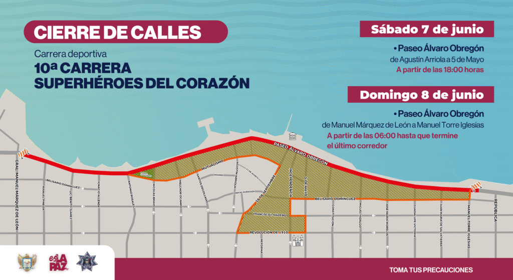 La carrera a beneficio de niños con enfermedades del corazón provocará cierres en el Malecón y Centro Histórico; se exhorta a la ciudadanía a tomar precauciones.