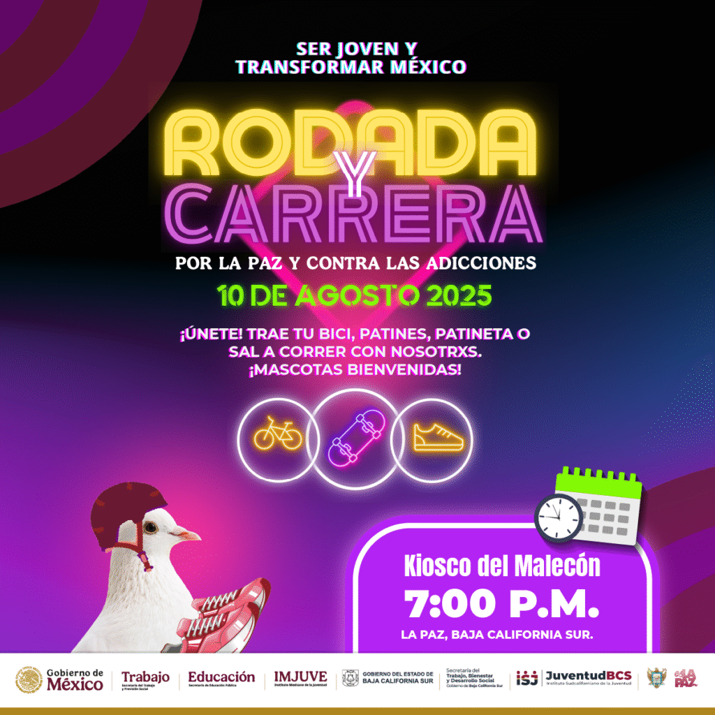 El Instituto Sudcaliforniano de la Juventud invita a una jornada deportiva por la paz y la prevención de adicciones.