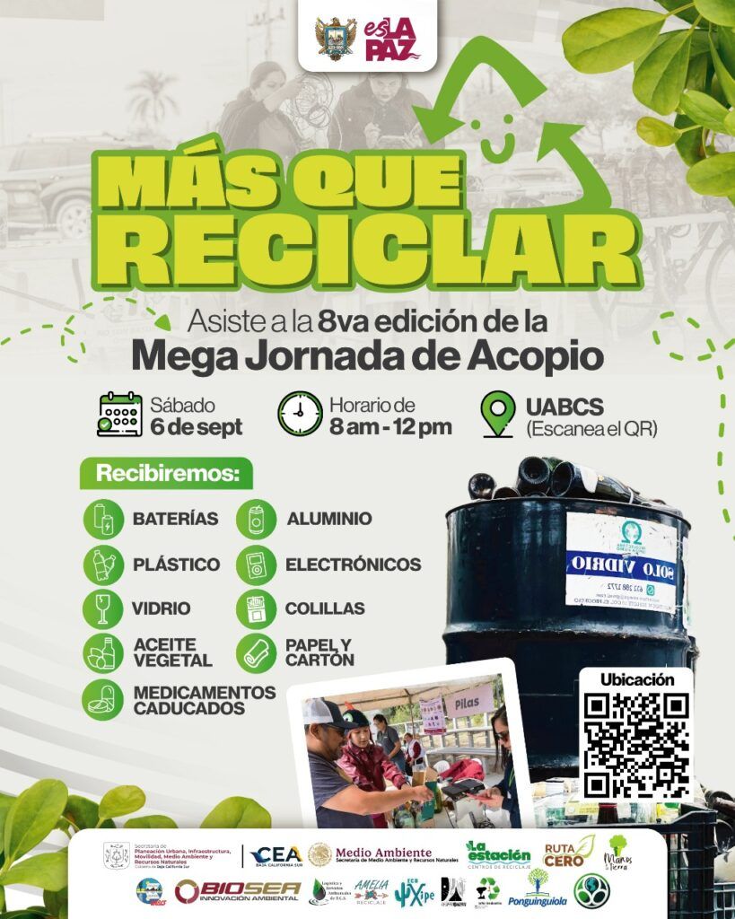 El próximo 6 de septiembre, la UABCS será sede de la Mega Jornada que busca reducir residuos y promover prácticas sostenibles entre los hogares paceños.