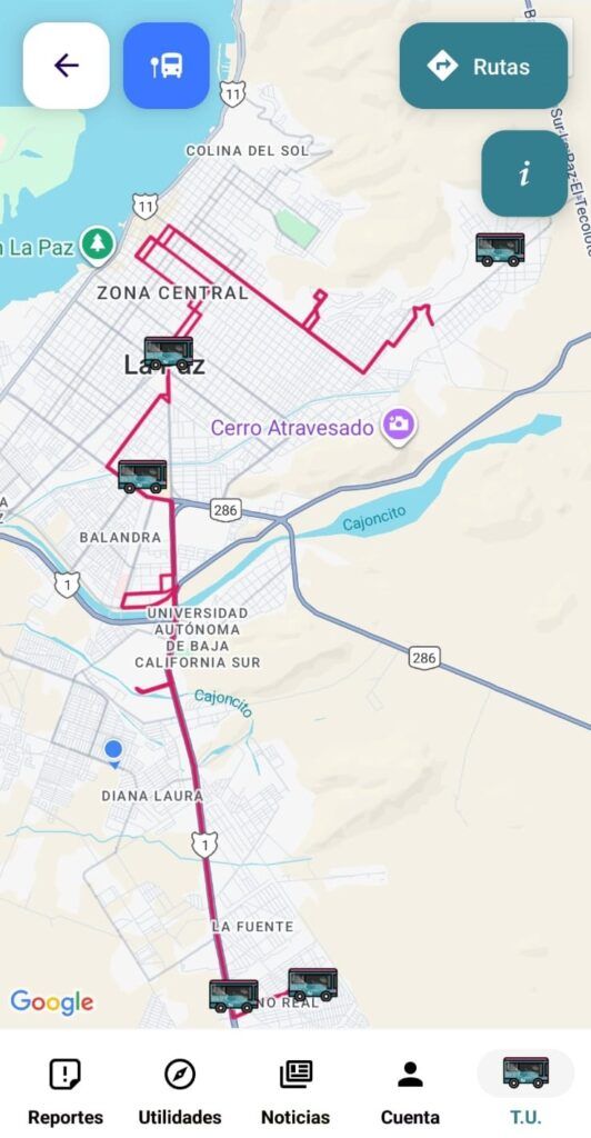 Las rutas del Tiburón Urbano SMT 01 y SMT 02 ya se pueden seguir en tiempo real desde la aplicación móvil.
