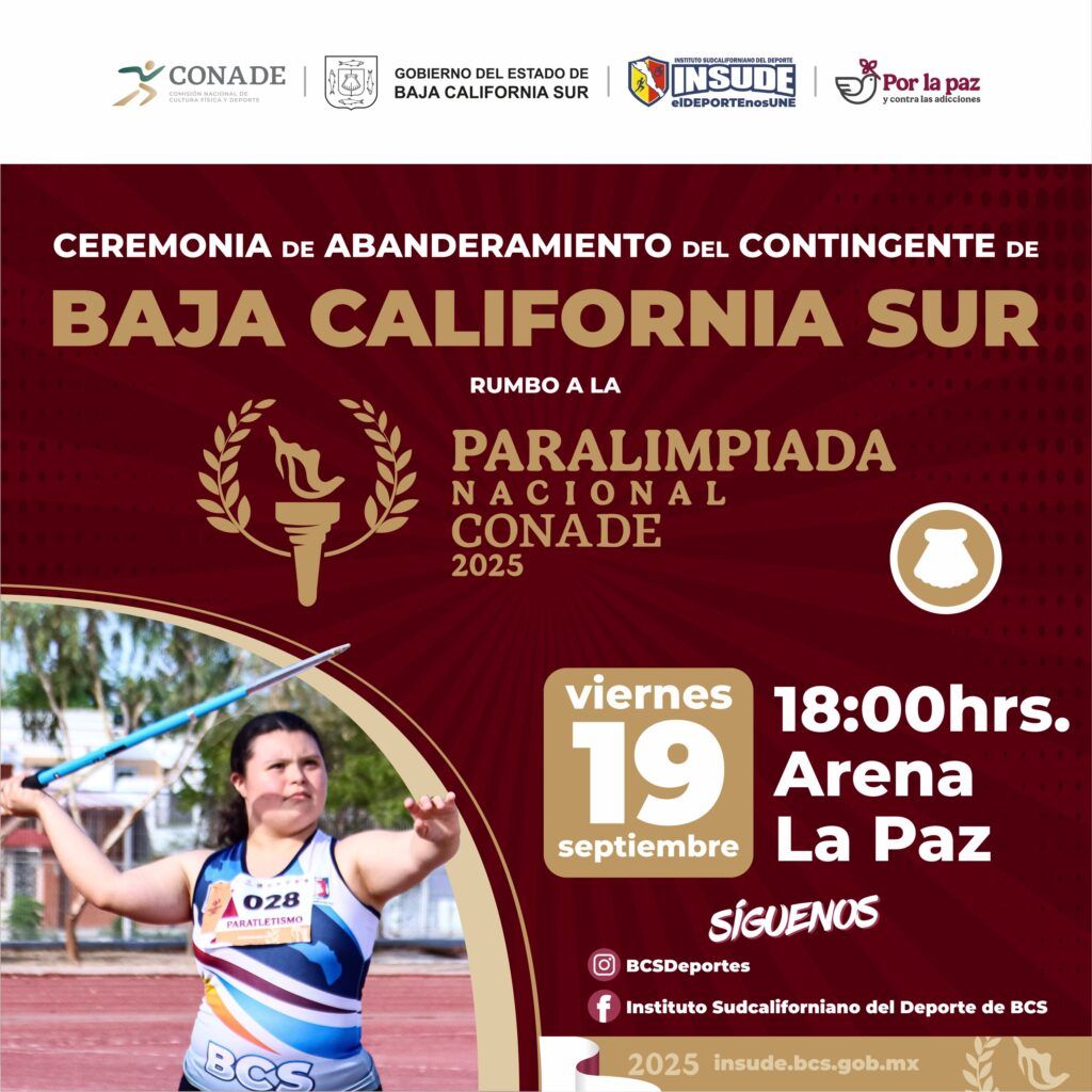 La ceremonia será el 19 de septiembre, 18:00 h; el equipo competirá en boccia y paratletismo del 22 de septiembre al 12 de octubre en Aguascalientes, informó Noé Fiol (INSUDE).