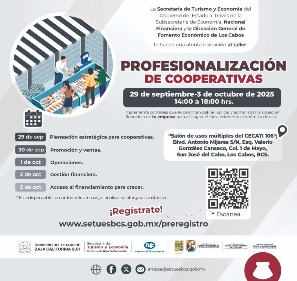 El curso de profesionalización busca reforzar la administración y sostenibilidad de asociaciones cooperativas en BCS