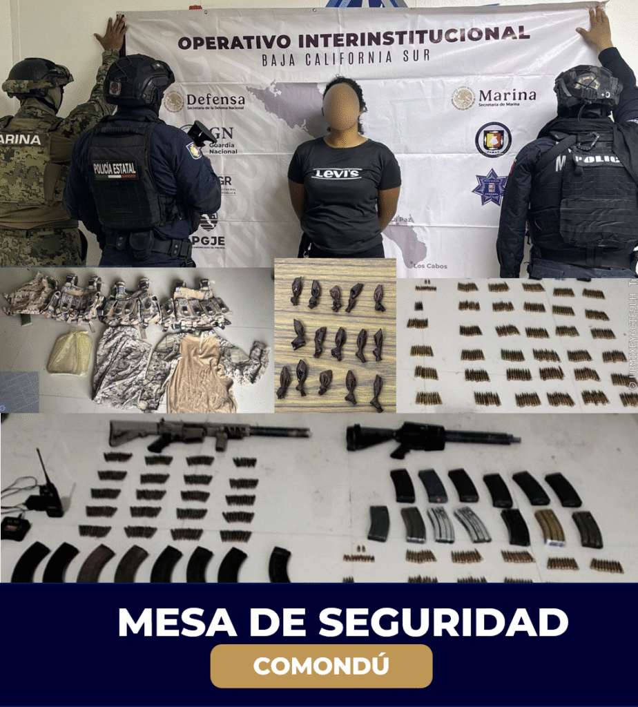 Operativos en Felipe Ángeles y Ciudad Constitución dejaron el decomiso de dos armas largas, supresor, cargadores y cartuchos; el caso quedó ante PGJE y FGR.