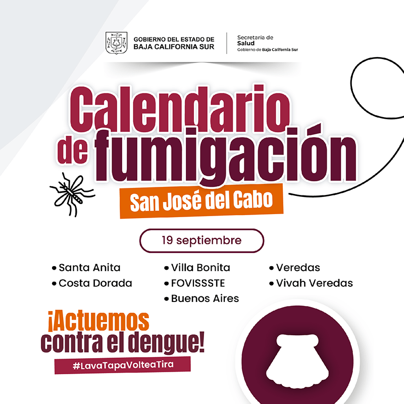 Operativo del 19 al 28 de septiembre en San José del Cabo y del 29 de septiembre al 10 de octubre en Cabo San Lucas; piden abrir puertas y ventanas durante el paso de las unidades.
