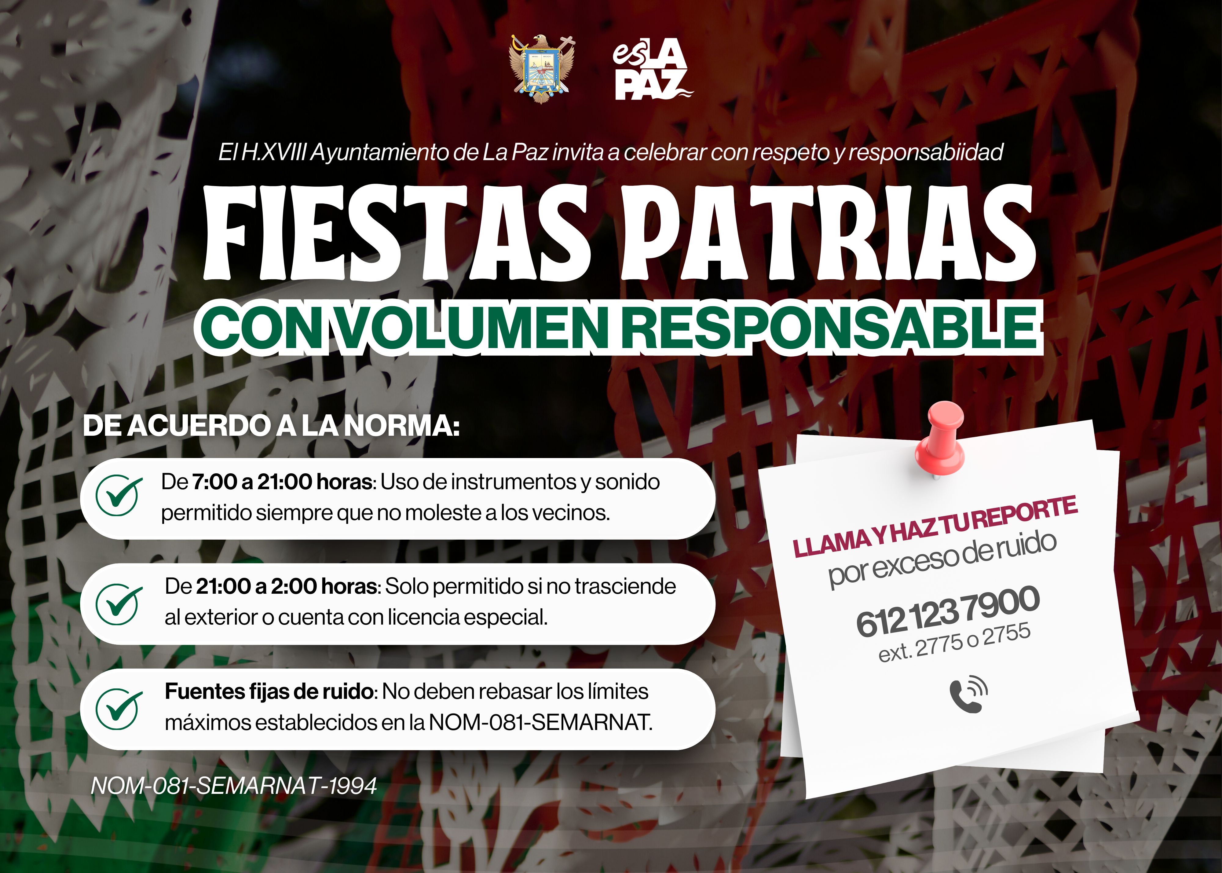 La dependencia municipal advierte sobre estrés, trastornos de sueño y pérdida auditiva asociados al exceso de ruido e invita a celebrar con responsabilidad.
