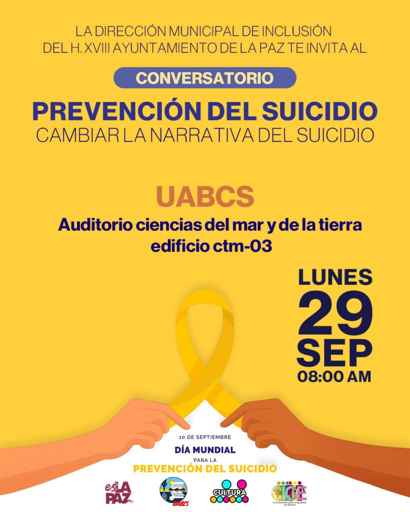 La Dirección Municipal de Inclusión convoca a dialogar sobre salud mental y a derribar estigmas; el encuentro será el lunes 29 de septiembre a las 8:00 horas sobre suicidio