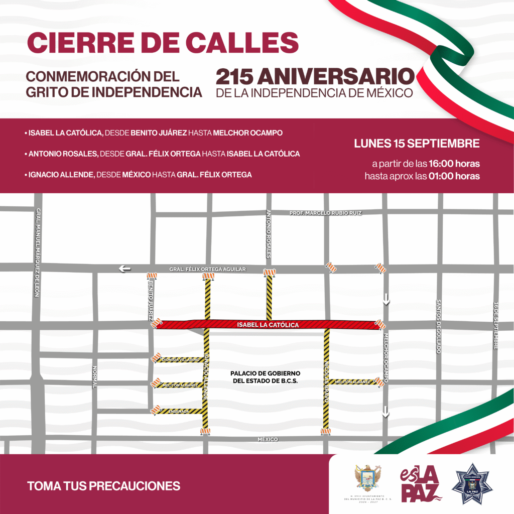 A partir de las 05:00 horas se limita el tránsito en Abasolo desde bulevar 5 de Febrero y por Paseo Álvaro Obregón hasta Vicente Guerrero.