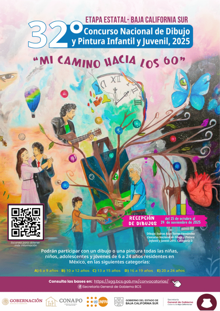 Niñas, niños, adolescentes y jóvenes de 6 a 24 años podrán participar en el Concurso Nacional de Dibujo y Pintura Infantil y Juvenil 2025sobre “Mi camino hacia los 60”.