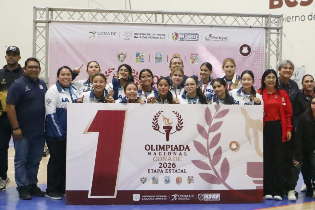 El contingente de voleibol de La Paz conquistó cinco medallas de oro y una de plata en la Olimpiada Estatal 2026, consolidando al municipio como campeón de la disciplina.