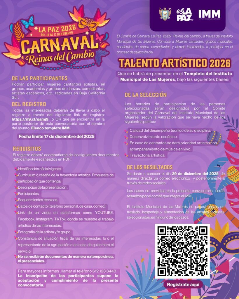 La invitación está dirigida a cantantes solistas, grupos musicales, academias de danza, comediantes y más propuestas.