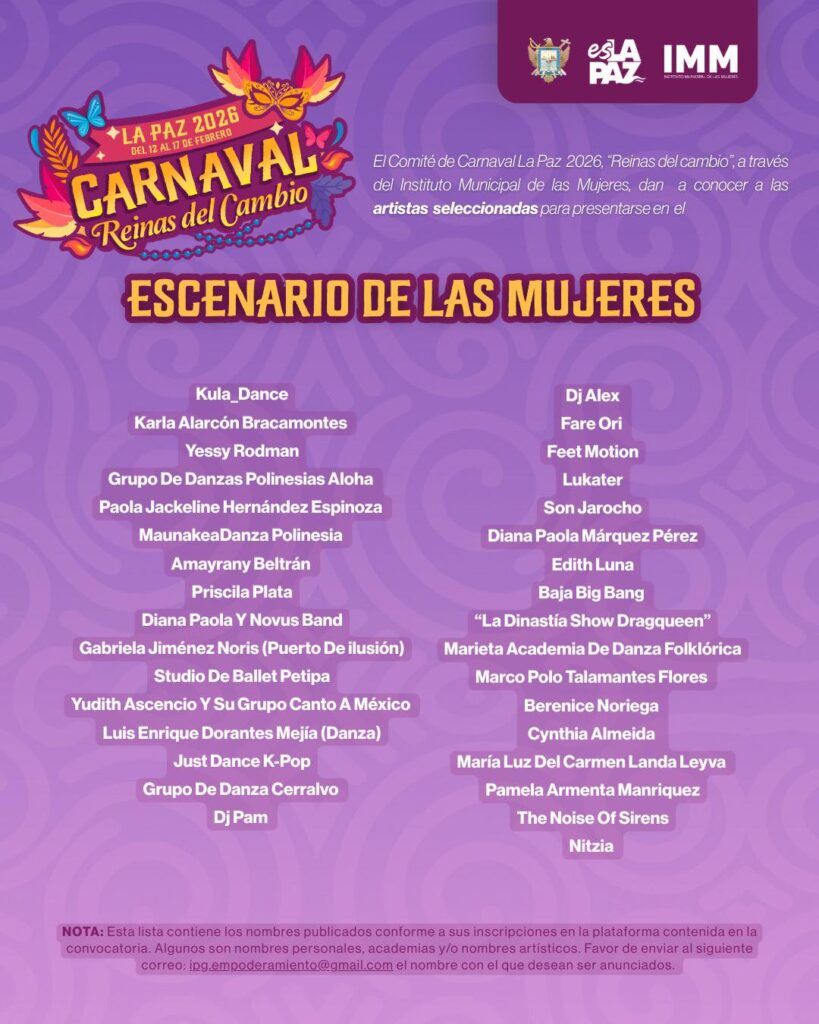 Del 12 al 17 de febrero se presentarán artistas y agrupaciones con enfoque en identidad y expresión femenina; horarios se anunciarán posteriormente