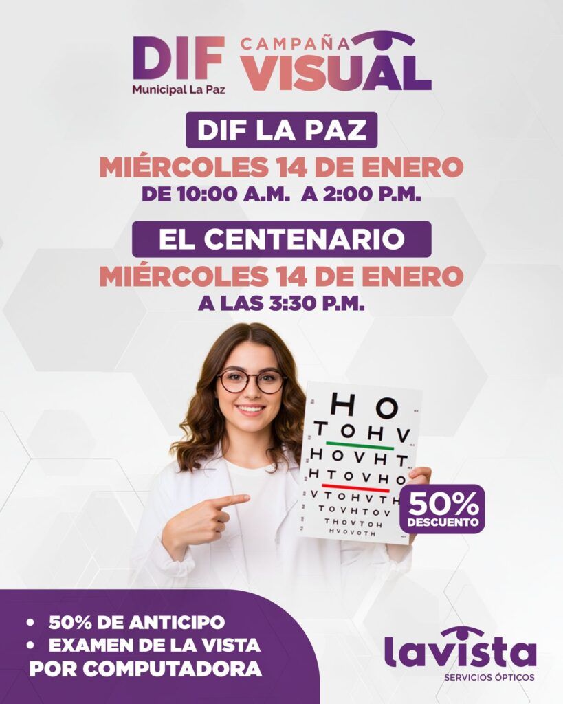 Habrá exámenes de la vista por computadora con 50% de descuento en dos sedes: DIF Municipal y CDC El Centenario