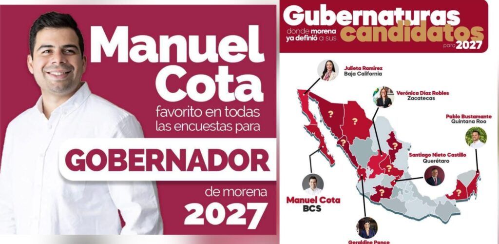 Una publicación en redes intenta presentar como “definida” la candidatura de Manuel Cota Cárdenas a la gubernatura de BCS por Morena, pese a que no hay proceso ni decisión oficial. 