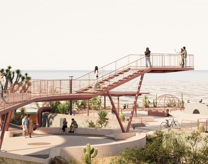 Con recursos del FAISMUN, el Ayuntamiento de La Paz inició la construcción de una escalinatay un parque público con mirador en la colonia Colina de la Cruz, obras orientadas a mejorarla movilidad peatonal y fortalecer espacios dignos de recreación para las familias paceñas.