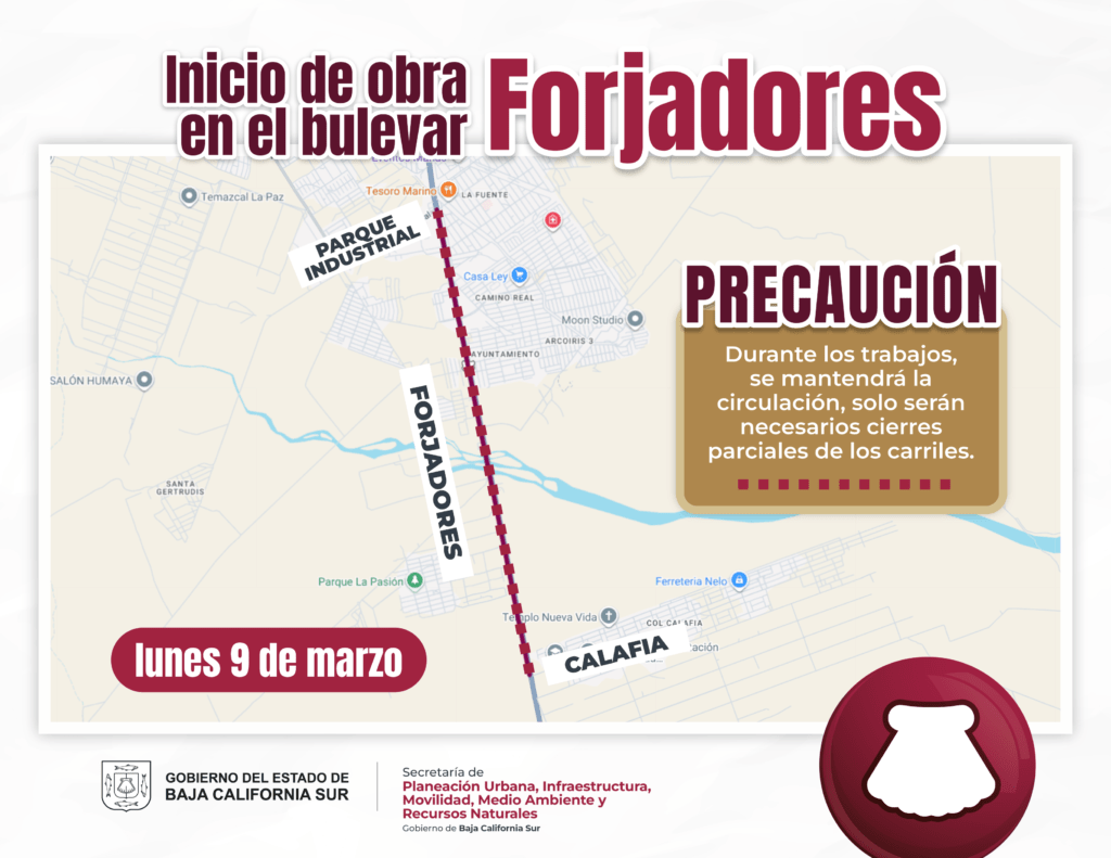 La obra, con inversión superior a 42 millones de pesos, abarcará más de 5.3 kilómetros del acceso a la colonia Calafia al Parque Industrial.