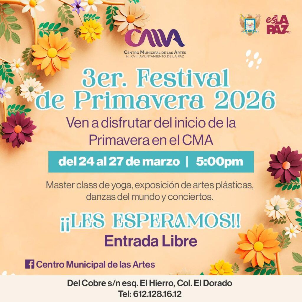 El Centro Municipal de las Artes albergará el 3er Festival de la Primavera con talleres, presentaciones y un concierto con causa durante cuatro días