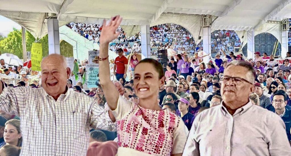 Reconoce a Víctor Castro y Roberto Pantoja; abrazo a Milena y guerra de porras con Christian Agúndez marcan señales políticas de la presidenta Claudia Sheinbaum en el “Fito” Montaño