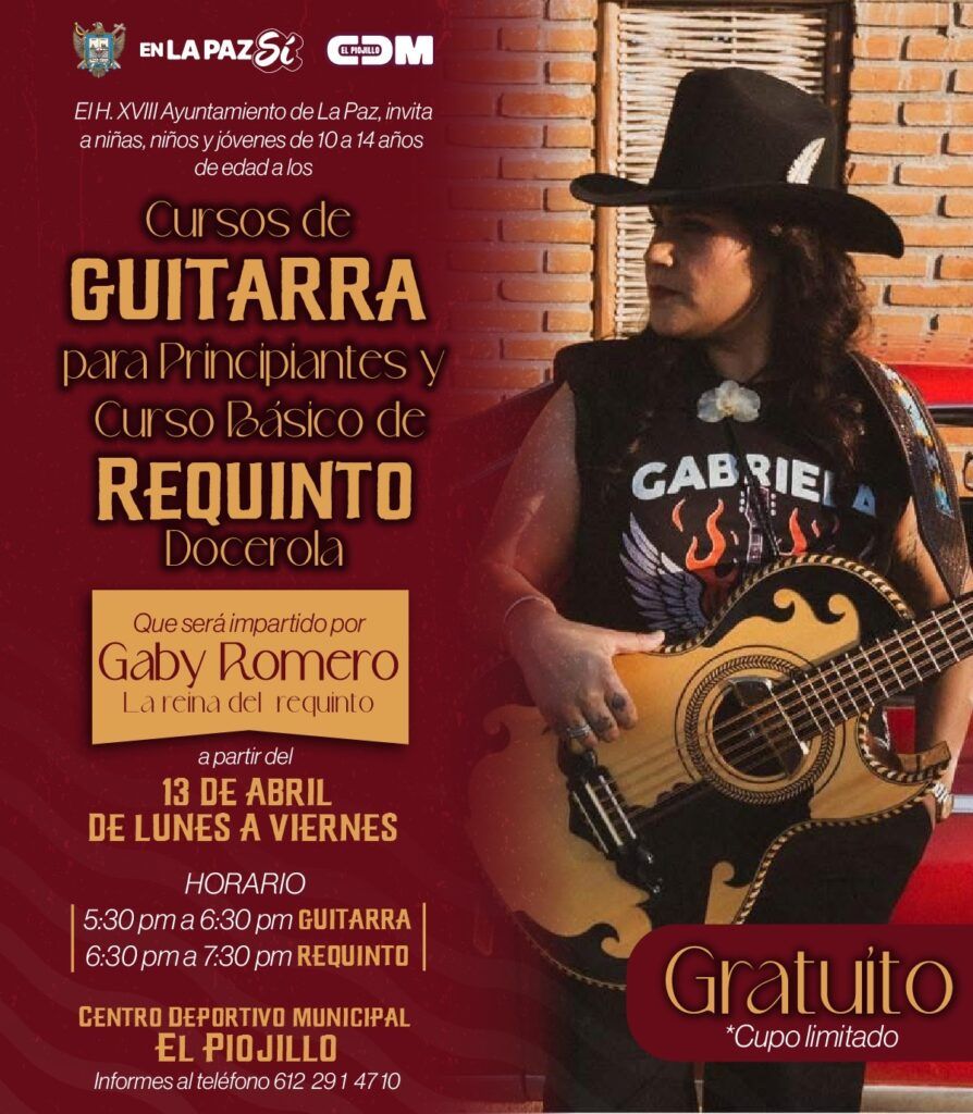 Gaby Romero impartirá cursos de guitarra y requinto docerola en “El Piojillo” para menores de 10 a 14 años