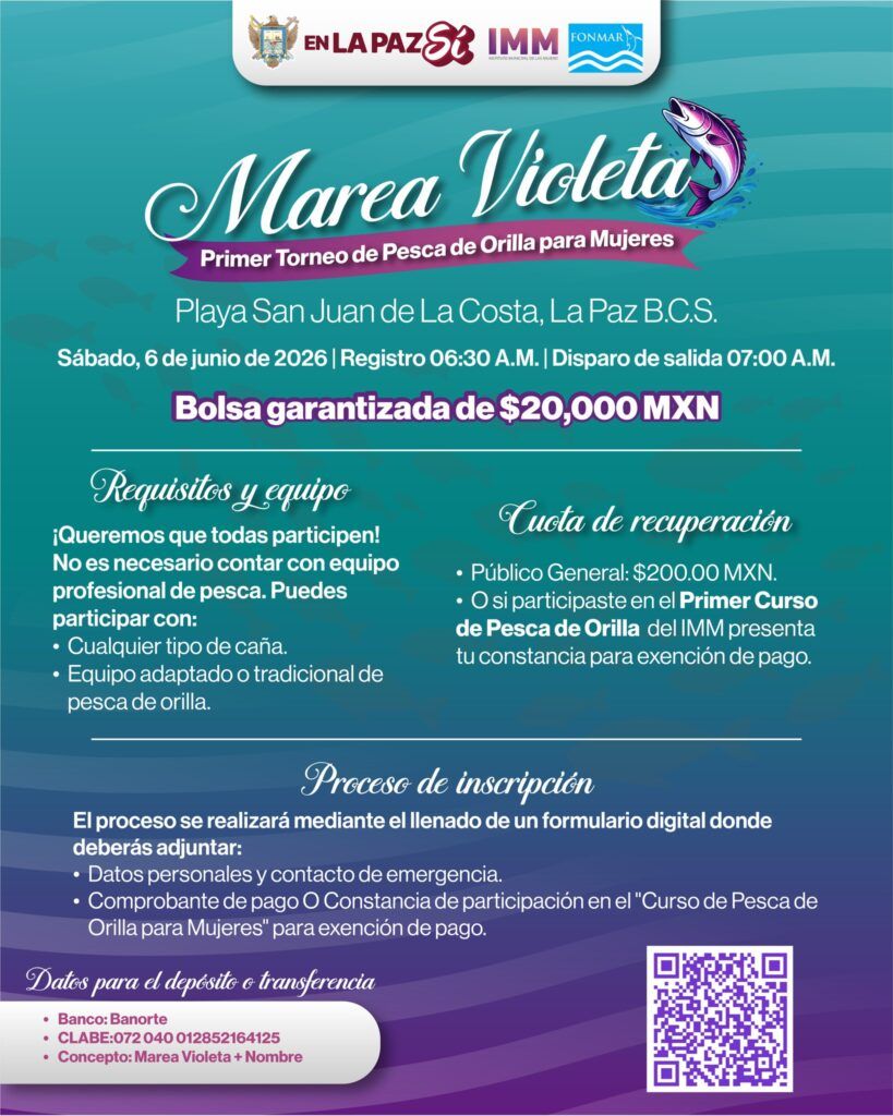 El evento es organizado por el Instituto Municipal de las Mujeres en coordinación con FONMAR BCS como parte de las acciones de inclusión e igualdad impulsadas por el Ayuntamiento de La Paz.