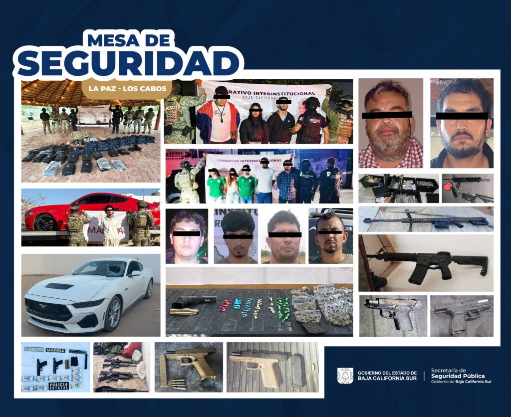 Como parte de la estrategia integral de seguridad implementada en Baja California Sur, autoridades federales y estatales reforzaron los operativos en La Paz y Los Cabos