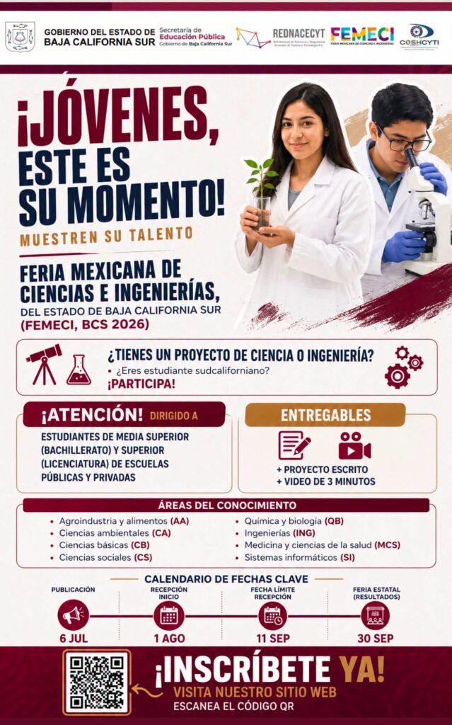El COSHCYTI invita a estudiantes de bachillerato y licenciatura a presentar proyectos de investigación e innovación.