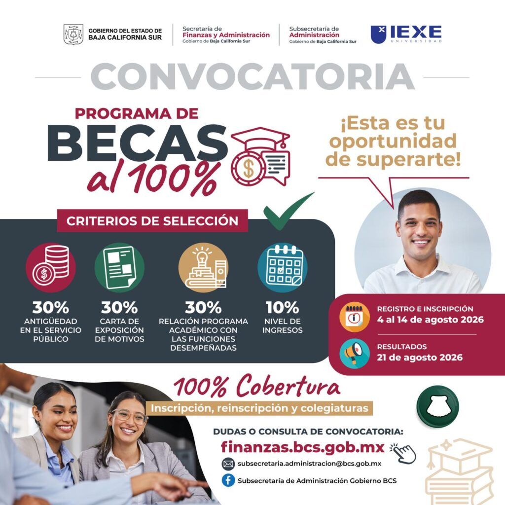 La convocatoria, en coordinación con la Universidad IEXE, contempla apoyos para licenciatura, maestría y doctorado.