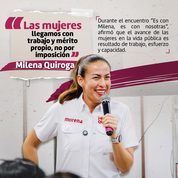 Milena Quiroga rechaza que el avance político de las mujeres sea producto de imposiciones