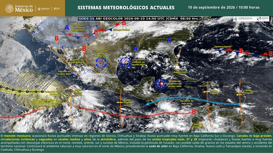 Prevén lluvias fuertes en el sur de Baja California Sur