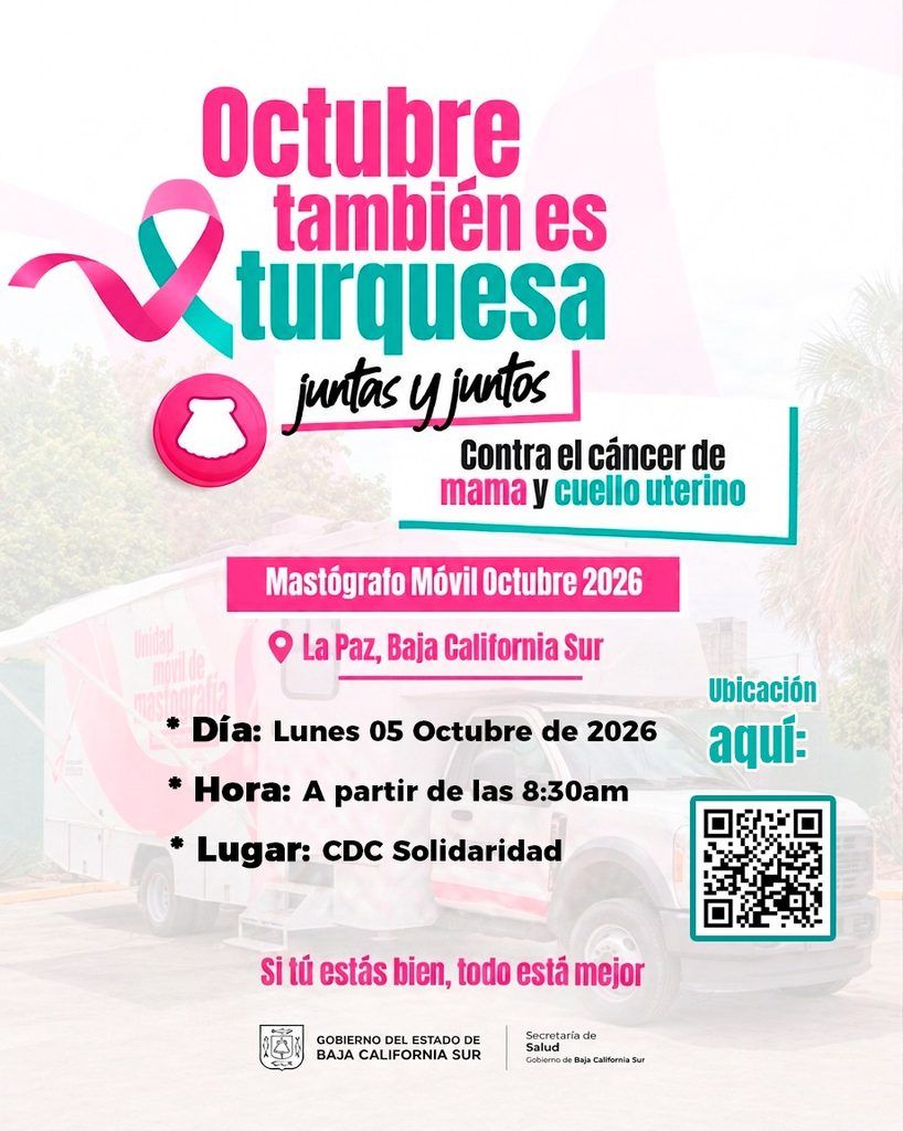 Unidades móviles ofrecerán mastografías y Papanicolaou gratuitos en colonias y comunidades de La Paz a partir del 5 de octubre.
