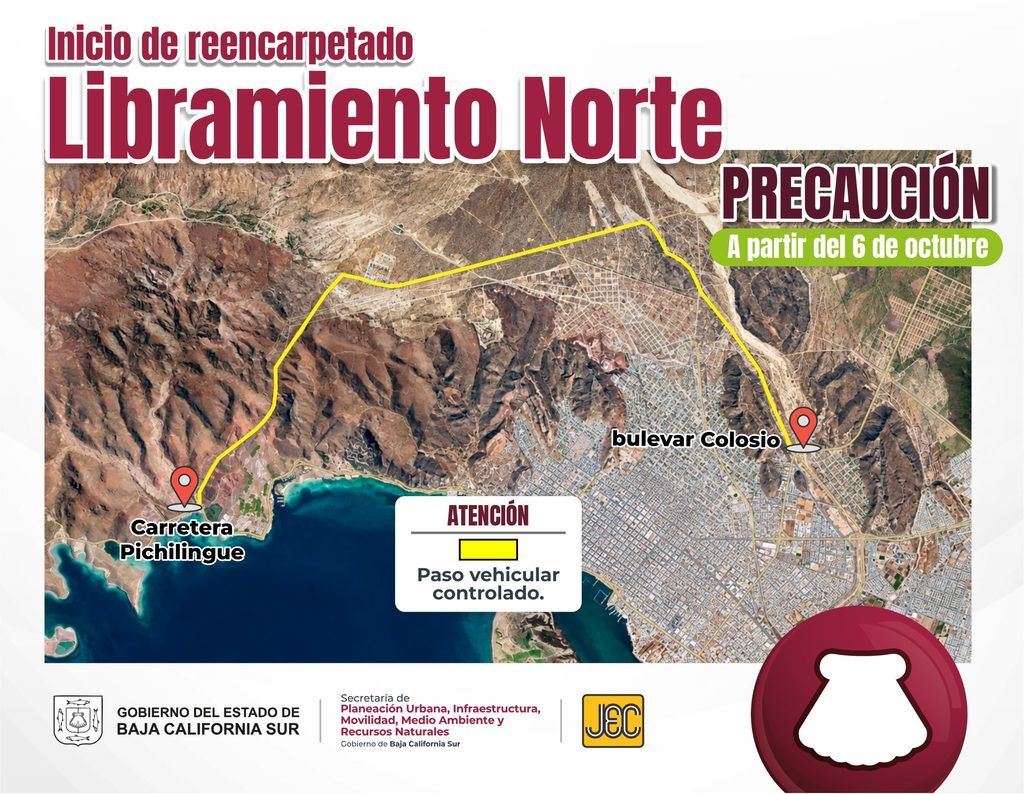Este martes inicia la rehabilitación del Libramiento Norte de La Paz con una inversión de 10 mdp; habrá circulación a un carril y pasos controlados.