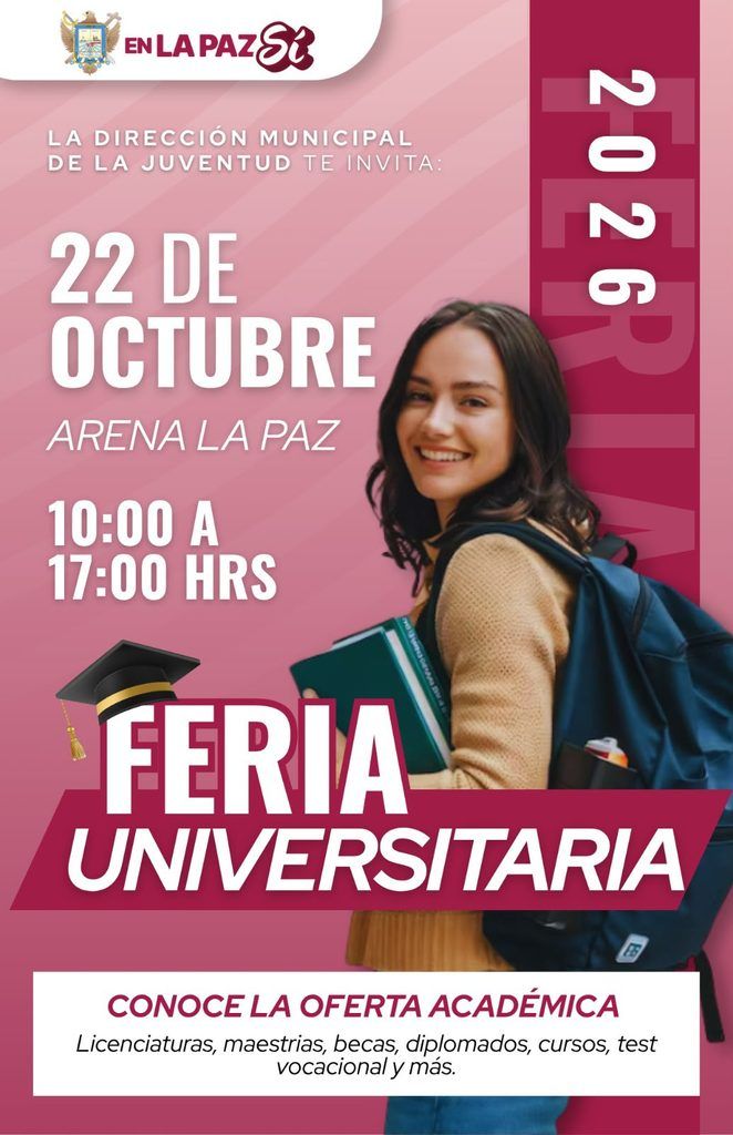El encuentro se llevará a cabo en Arena La Paz, de 10:00 a 17:00 horas, para orientar a estudiantes sobre carreras, requisitos y procesos de admisión.
