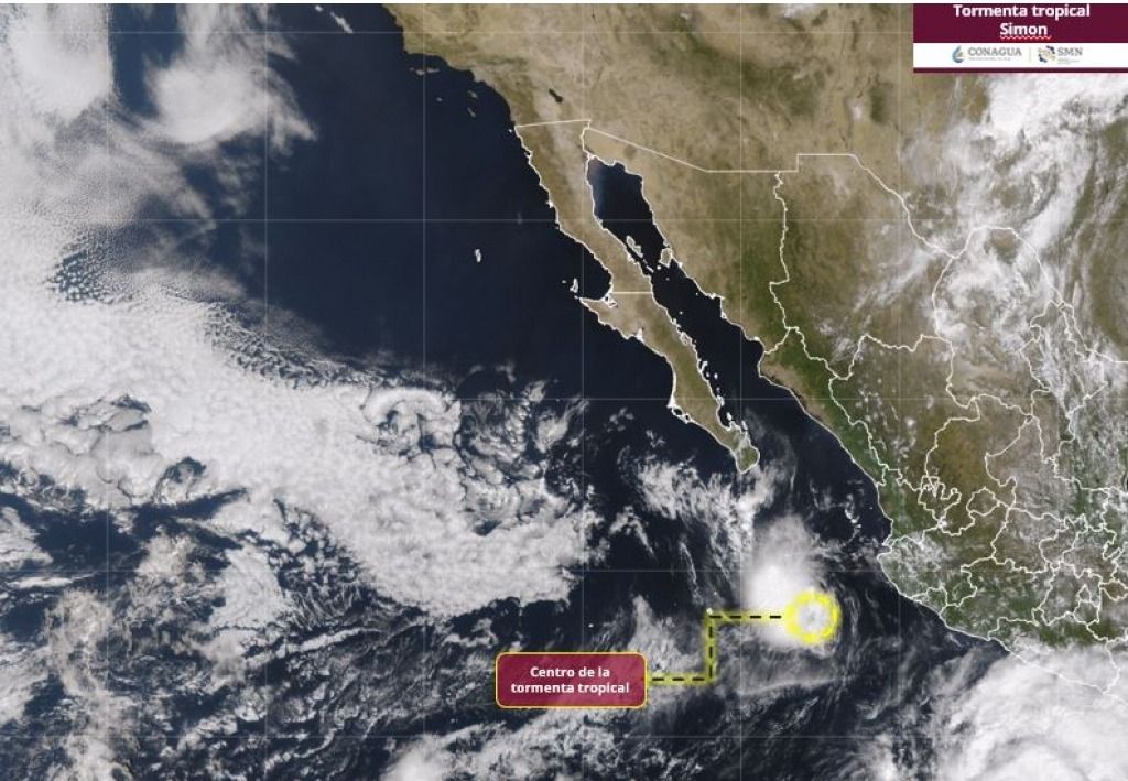 La tormenta tropical se localiza al sur-sureste de Cabo San Lucas, con rachas de hasta 110 km/h, de acuerdo con el reporte meteorológico.