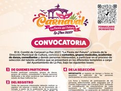 Buscan talento artístico para los escenarios del Carnaval La Paz 2027