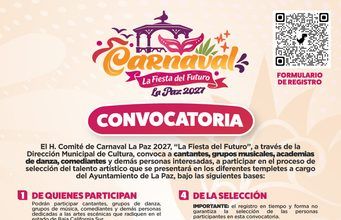 Buscan talento artístico para los escenarios del Carnaval La Paz 2027
